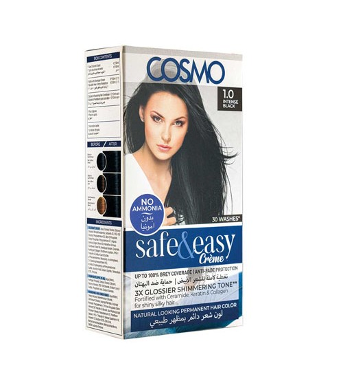 Cosmo No Ammonia Permanent Hair Color 1.0 Intense Black